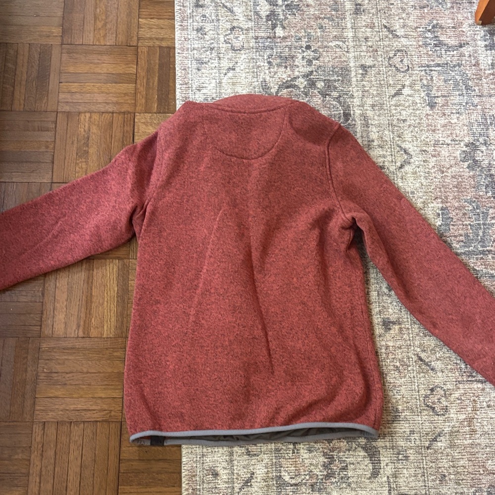 L.L. Bean Women's Red Zip-Up Sweater with Gray Trim - Picture 5 of 5